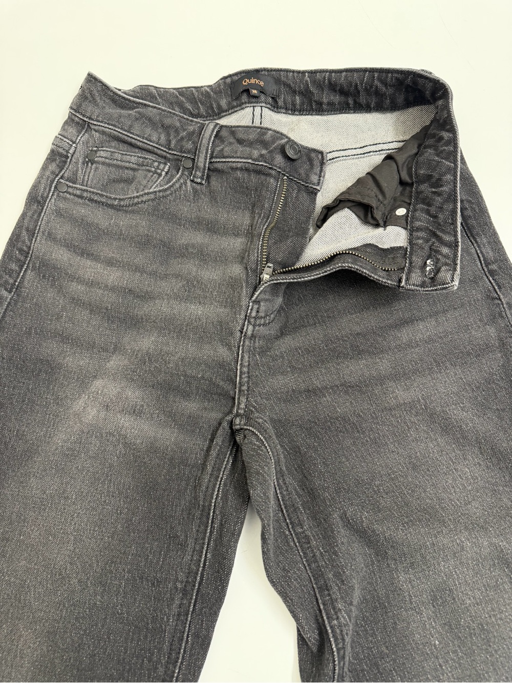 Quince Bella Relaxed Straight High Rise Jeans 28 Charcoal Quiet Luxury - Picture 3 of 10
